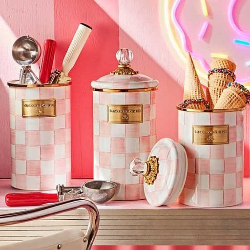 MacKenzie-Childs Canisters Rosy Check Enamel Canister - Large