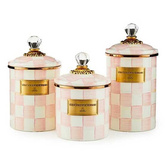 MacKenzie-Childs Canisters Rosy Check Enamel Canister - Medium