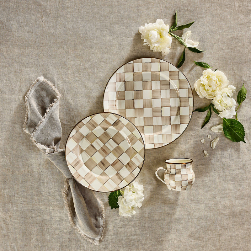 MacKenzie-Childs Charger Plates Mocha Check Charger/Plate