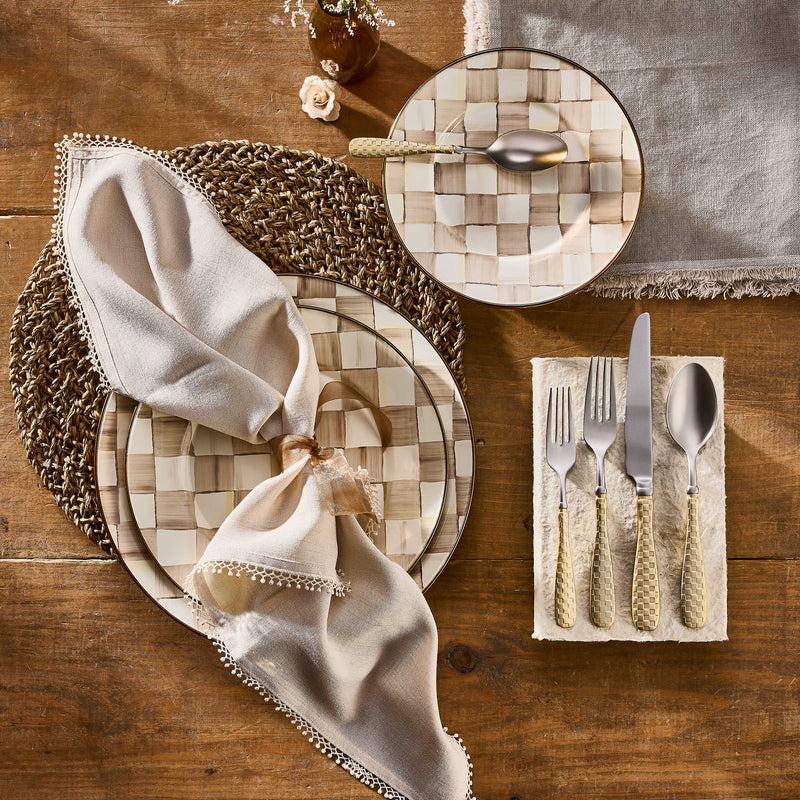 MacKenzie-Childs Charger Plates Mocha Check Charger/Plate