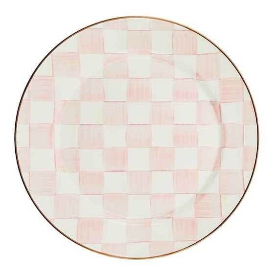 MacKenzie-Childs Charger Plates Rosy Check Enamel Charger