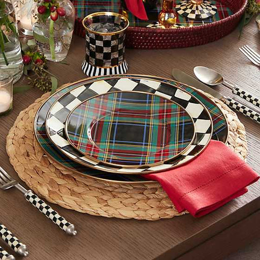 MacKenzie-Childs Charger Plates Tartan Black Charger