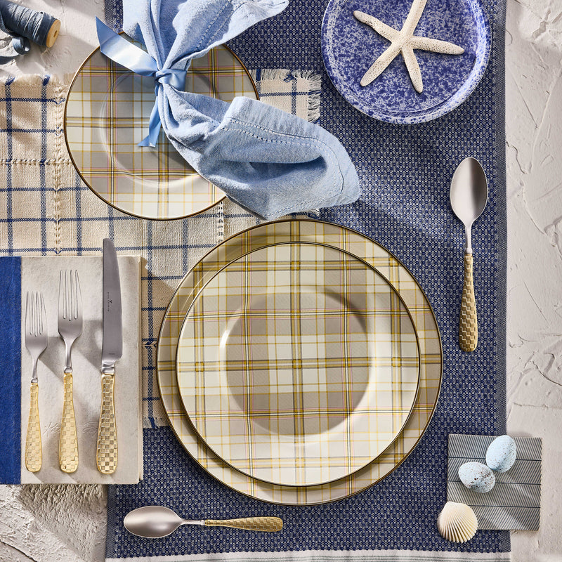 MacKenzie-Childs Charger Plates Tartan Latte Charger/Plate