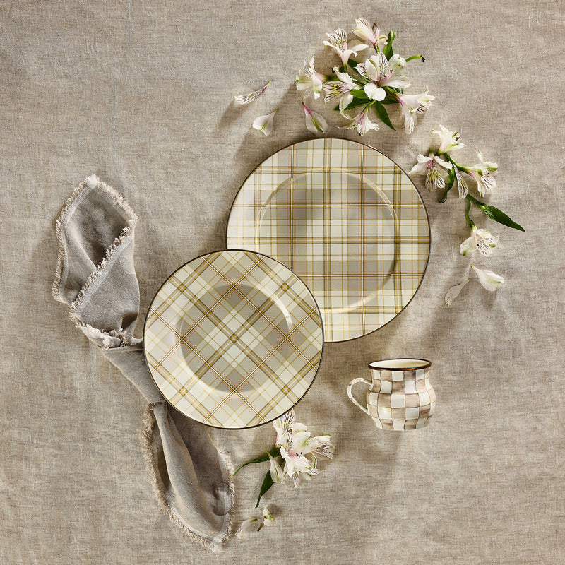 MacKenzie-Childs Charger Plates Tartan Latte Charger/Plate