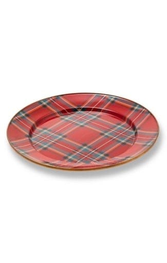 MacKenzie-Childs Charger Plates Tartastic Enamel Charger - Red