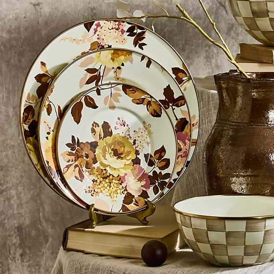 MacKenzie-Childs Charger Plates Wild Rose White Charger/Plate