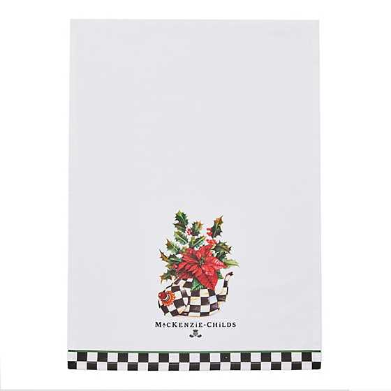 MacKenzie-Childs christ Poinsettia Tea Kettle Dish Towel