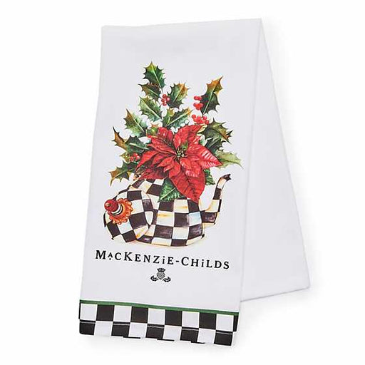 MacKenzie-Childs christ Poinsettia Tea Kettle Dish Towel