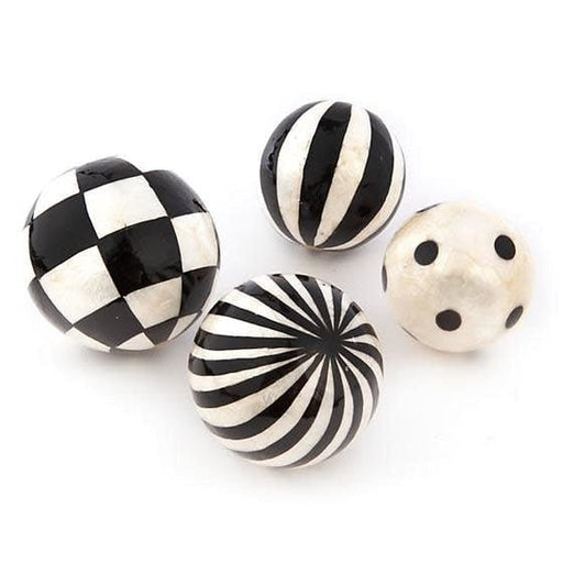 MacKenzie-Childs Christmas Black & White Capiz Balls - Set of 4