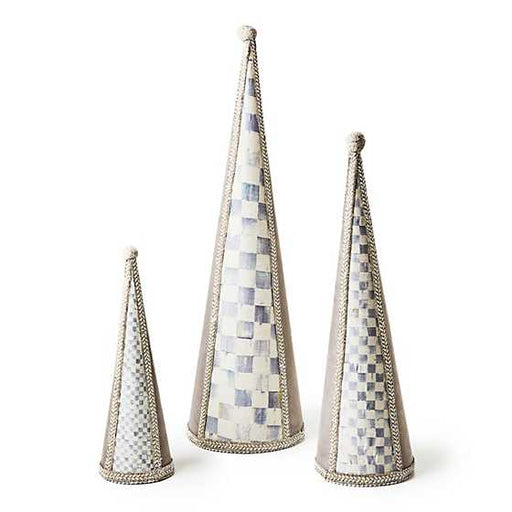 MacKenzie-Childs Christmas Crystal Palace Suede Cone Trees, Set of 3