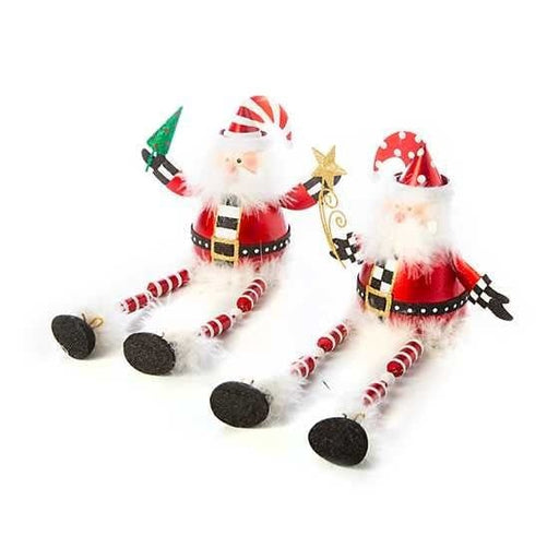 MacKenzie-Childs Christmas Dangling Santas - Set of 2