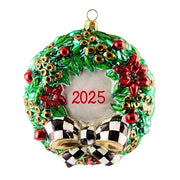 MacKenzie-Childs Christmas Mackenzie-Childs 2025 Christmas Holly Wreath Glass Ornament