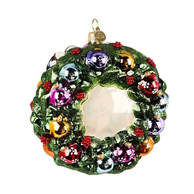 MacKenzie-Childs Christmas Mackenzie-Childs 2025 Floral Wreath Glass Ornament