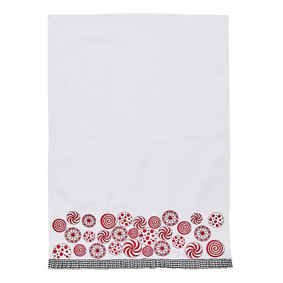 MacKenzie-Childs Christmas Peppermint Embroidered Dish Towel