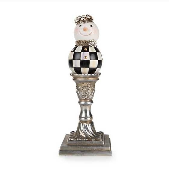 MacKenzie-Childs Christmas Vintage Silver Pedestal Snowman - Medium