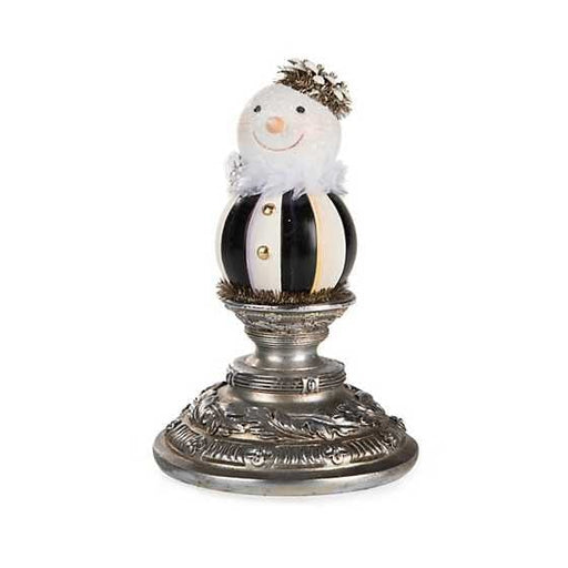 MacKenzie-Childs Christmas Vintage Silver Pedestal Snowman - Short