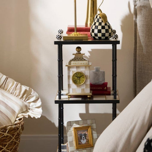 MacKenzie-Childs cloc Mocha Check Desk Clock