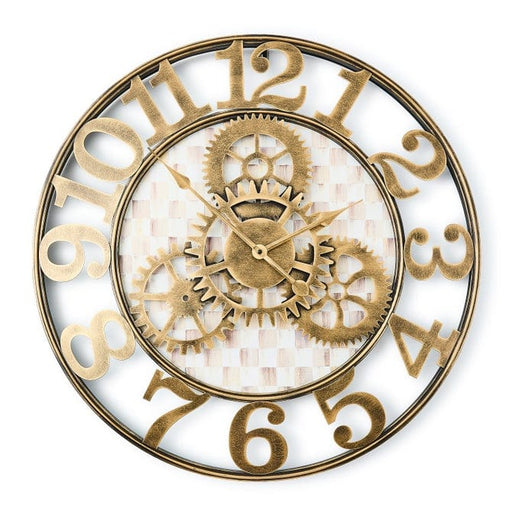MacKenzie-Childs Clock Mackenzie-Childs Mocha Check Large Farmhouse Wall Clock