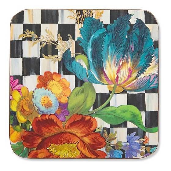 MacKenzie-Childs Coasters Courtly Flower Market Cork Back Coasters - Set of 4