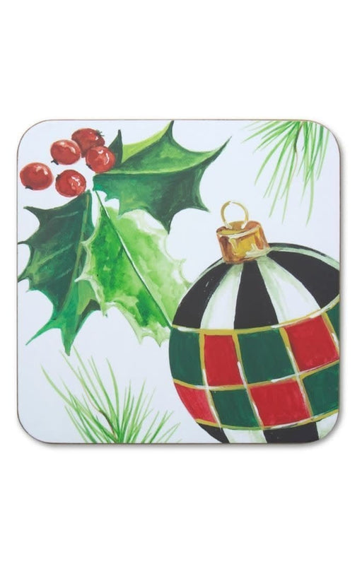 MacKenzie-Childs Coasters Deck the Halls Cork Back Coasters - Set of 4