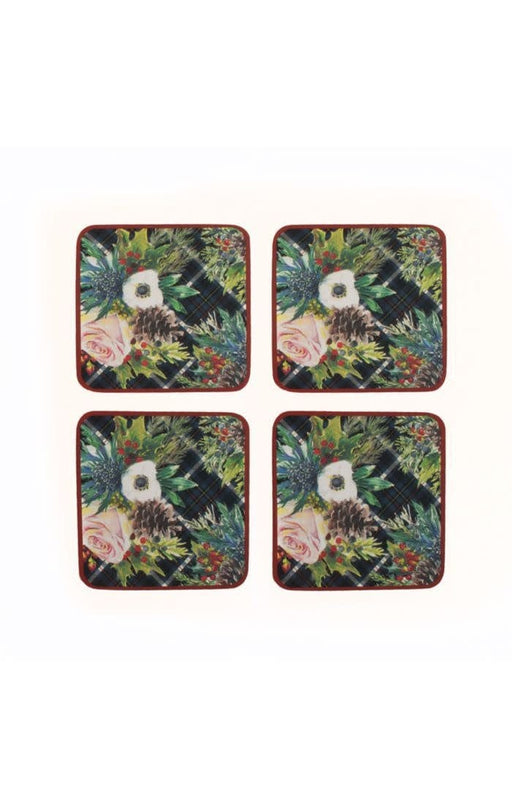 MacKenzie-Childs Coasters Highbanks Cork Back Coasters - Set of 4