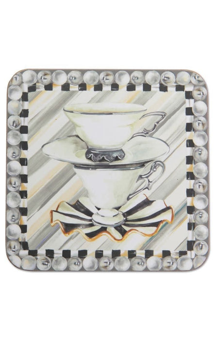 MacKenzie-Childs Coasters Hotel Silver Cork Back Coasters - Set of 4 - FINAL SALE