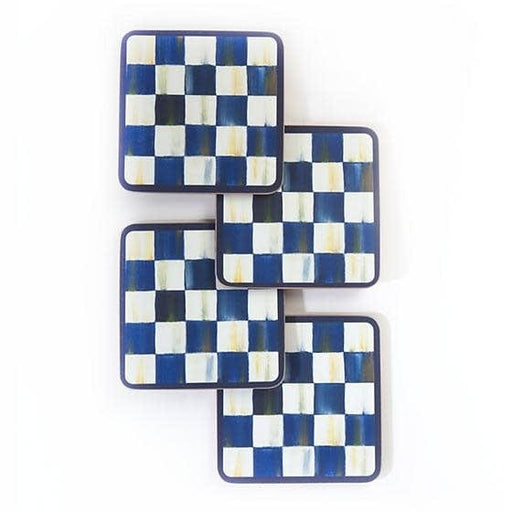 MacKenzie-Childs Coasters Royal Check Cork Back Coasters- Set of 4