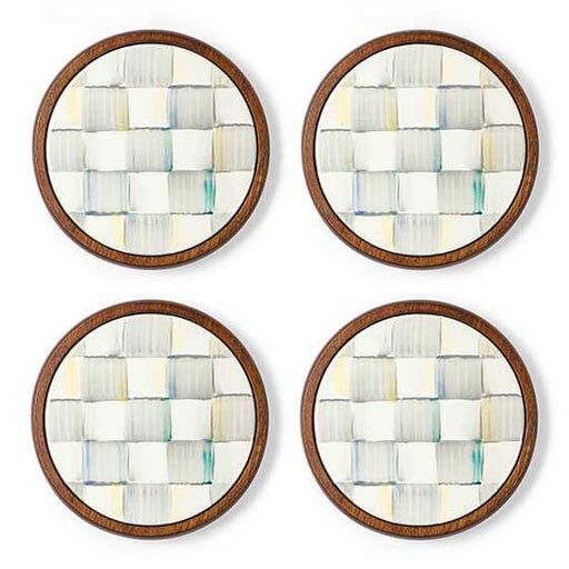 MacKenzie-Childs Coasters Sterling Check Enamel Coasters, Set of 4