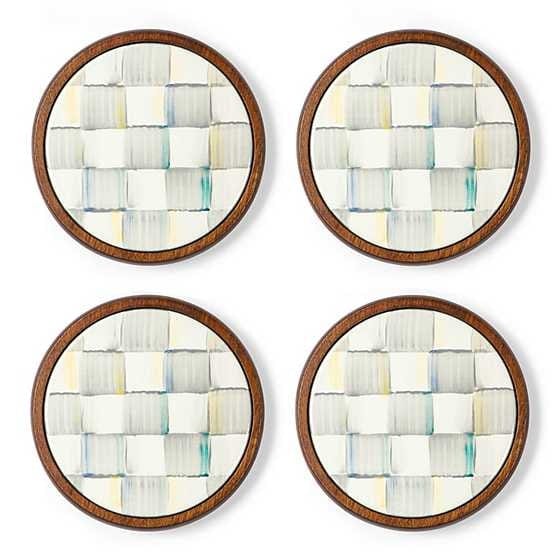 MacKenzie-Childs Coasters Sterling Check Enamel Coasters, Set of 4