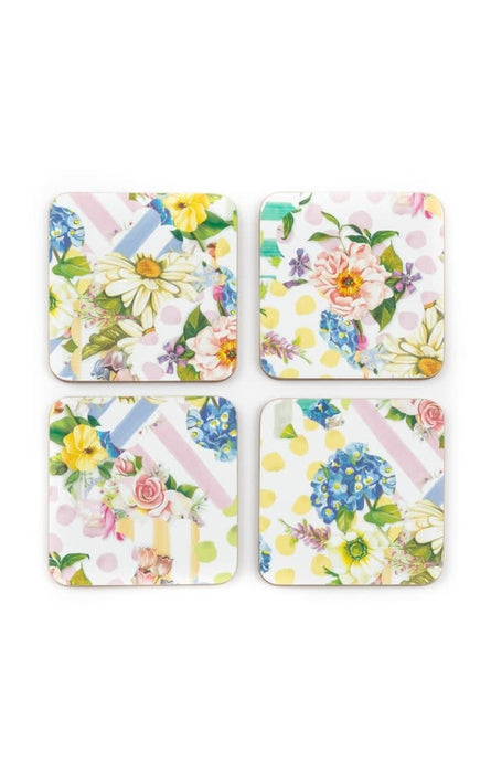 MacKenzie-Childs Coasters Wildflowers Cork Back Coasters - Set of 4