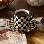 MacKenzie-Childs Coffee & Tea Mackenzie Childs Courtly Check Espresso Cup & Saucer, Set of 2