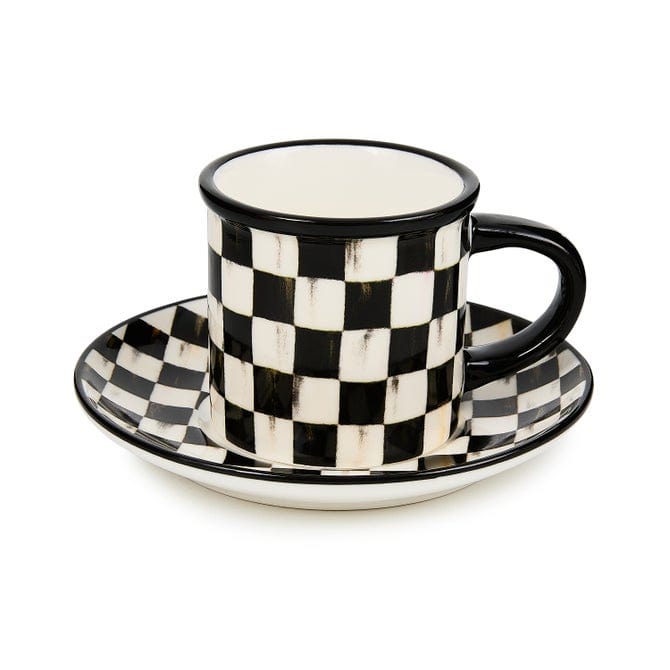 MacKenzie-Childs Coffee & Tea Mackenzie Childs Courtly Check Espresso Cup & Saucer, Set of 2