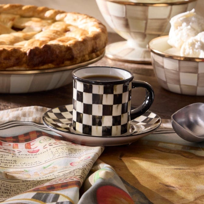 MacKenzie-Childs Coffee & Tea Mackenzie Childs Courtly Check Espresso Cup & Saucer, Set of 2