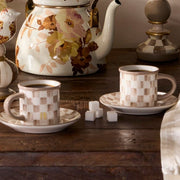 MacKenzie-Childs Coffee & Tea Mackenzie-Childs Mocha Check Espresso Cup & Saucer, Set of 2