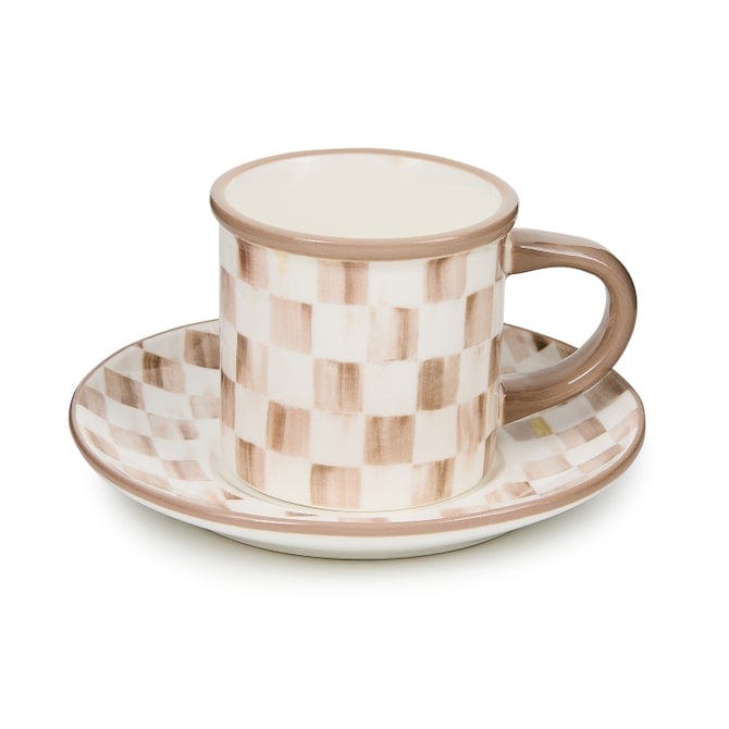 MacKenzie-Childs Coffee & Tea Mackenzie-Childs Mocha Check Espresso Cup & Saucer, Set of 2