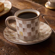 MacKenzie-Childs Coffee & Tea Mackenzie-Childs Mocha Check Espresso Cup & Saucer, Set of 2