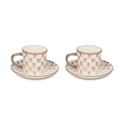 MacKenzie-Childs Coffee & Tea Mackenzie-Childs Mocha Check Espresso Cup & Saucer, Set of 2