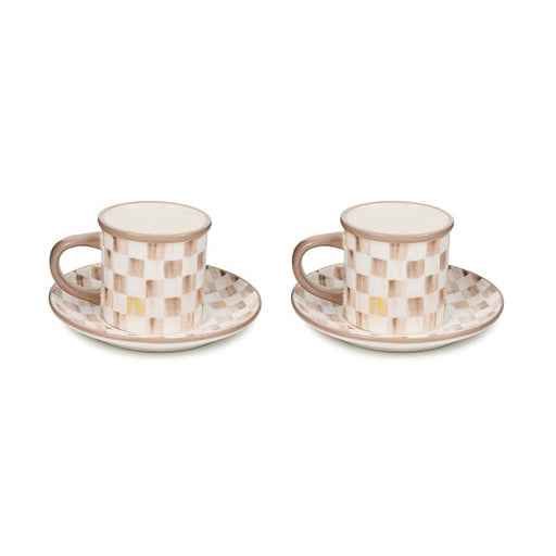 MacKenzie-Childs Coffee & Tea Mackenzie-Childs Mocha Check Espresso Cup & Saucer, Set of 2