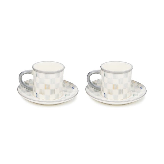 MacKenzie-Childs Coffee & Tea Mackenzie-Childs Sterling Check Espresso Cup & Saucer, Set of 2