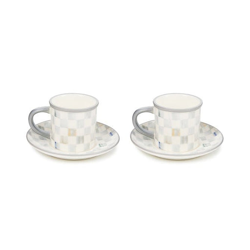 MacKenzie-Childs Coffee & Tea Mackenzie-Childs Sterling Check Espresso Cup & Saucer, Set of 2