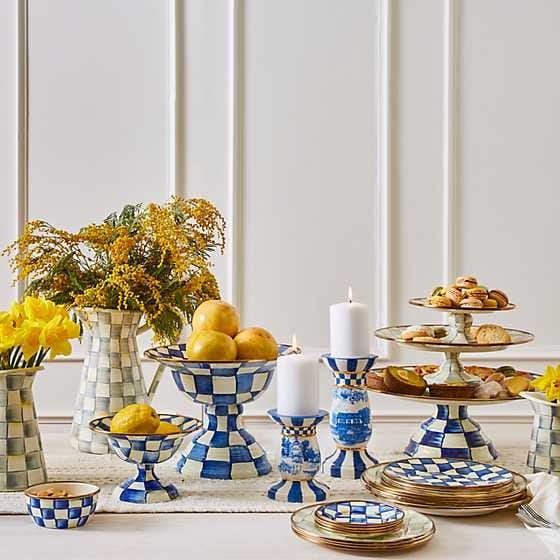 MacKenzie-Childs Compotes Royal Check Compote - Large
