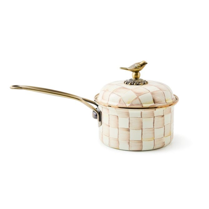 MacKenzie-Childs Cookware Mackenzie -Childs  Mocha Check 2.5 Qt. Saucepan