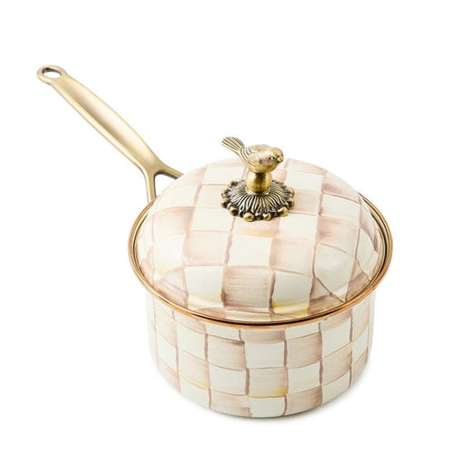MacKenzie-Childs Cookware Mackenzie -Childs  Mocha Check 2.5 Qt. Saucepan