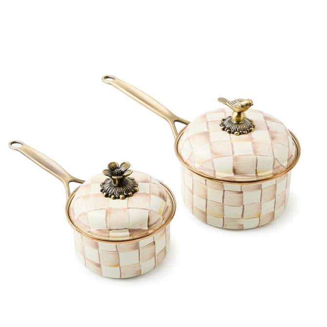 MacKenzie-Childs Cookware Mackenzie-Childs Mocha Check 3 Qt. Saute Pan