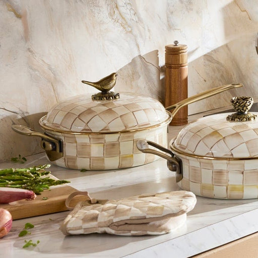 MacKenzie-Childs Cookware Mackenzie-Childs Mocha Check 3 Qt. Saute Pan