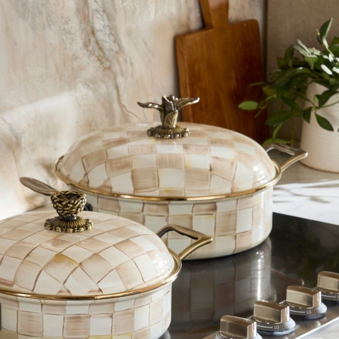 MacKenzie-Childs Cookware Mackenzie Childs Mocha Check 5 Qt. Casserole