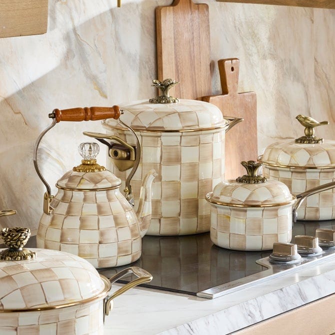 MacKenzie-Childs Cookware Mackenzie-Childs Mocha Check 7 Qt. Stockpot