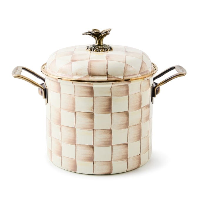 MacKenzie-Childs Cookware Mackenzie-Childs Mocha Check 7 Qt. Stockpot