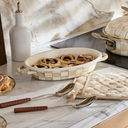 MacKenzie-Childs Cookware Mackenzie-Childs Mocha Check Medium Oval Gratin Dish