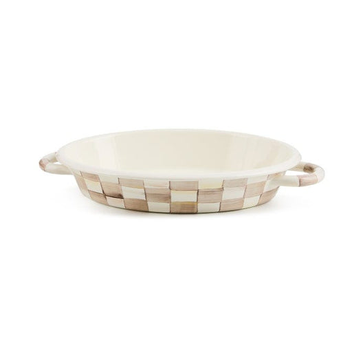 MacKenzie-Childs Cookware Mackenzie-Childs Mocha Check Medium Oval Gratin Dish